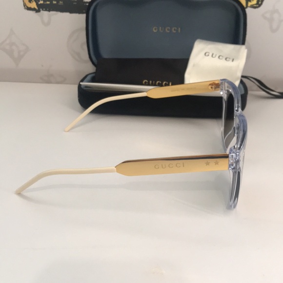 New Authentic Gucci GG0976S 004 Crystal Gold Mirror Oversized Sunglasses - Picture 8 of 13